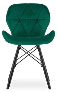Dekorstudio Zamatová jedálenská stolička MATIAS tmavo zelená - čierne nohy