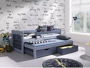 Rozkladacia detská posteľ 90x200 GERA - šedá / grafitová