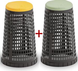 Plastový odpadkový kôš na 120 l vrecia 1+1 ZADARMO čierny, žltá + zelená