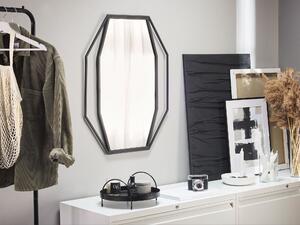 Nástenné závesné zrkadlo osemhranné sivé 80 x 60 cm kovové dekoratívne moderný minimalistický štýl