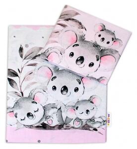 2-dielne bavlnené obliečky Baby Nellys - Medvedík Koala - ružový, roz. 135 x 100 cm