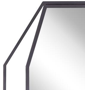 Nástenné závesné zrkadlo osemhranné sivé 80 x 60 cm kovové dekoratívne moderný minimalistický štýl