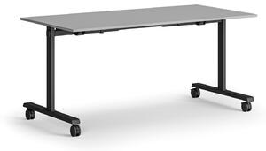 Mobilný stôl MATCH, 160x80 cm, čierna podnož, sivá