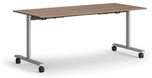 Mobilný stôl MATCH, 180x80 cm, sivá podnož, orech