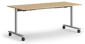 Mobilný stôl MATCH, 180x80 cm, sivá podnož, buk