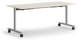 Mobilný stôl MATCH, 180x80 cm, sivá podnož, breza