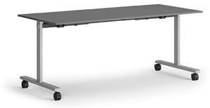 Mobilný stôl MATCH, 180x80 cm, sivá podnož, grafit