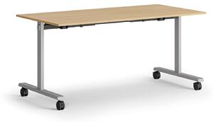Mobilný stôl MATCH, 160x80 cm, sivá podnož, buk