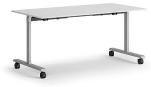 Mobilný stôl MATCH, 160x80 cm, sivá podnož, biela