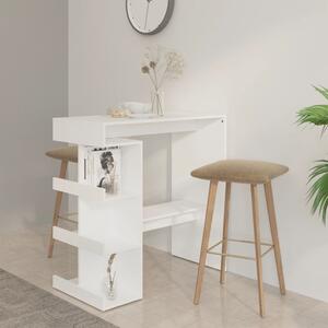 Barový stolík s úložným regálom biely 100x50x101,5 cm drevotrieska