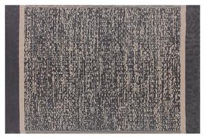 Koberec čierno-béžový polypropylén 160x230 cm vonkajšia a vnútorná rohožka s moderným vzorom, obdĺžnikový, krátky vlas, záhradné vybavenie, záhradné doplnky, terasa, balkón, obývacia izba