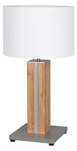 BRITOP Lighting Stolová lampa FLAME, 1xMax.40W+1xLED 4.6W, biele textilné tienidlo, dyhovaný dub, dotykový stmievač, G