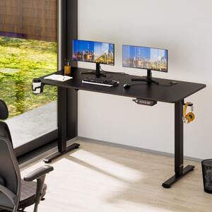 Výškovo nastaviteľný kancelársky stôl hnedý-140x60x118 cm