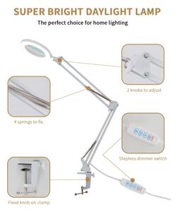 Brilagi - LED Stmievateľná stolná lampa s lupou LED/12W/5V 3000/4200/6000K biela