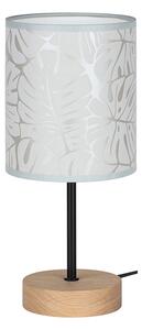 BRITOP Lighting Stolová lampa MATEO, 1xMax.25W, vzorované textilné tienidlo, olejovaný dub
