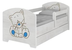 Baby Boo Detská posteľ Oskar Gravir Surf biela Mačka modrá 160x80 cm