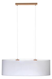 BRITOP Lighting Závesné svietidlo DOVE, 2xMax.40W, sivé textilné tienidlo, olejovaný dub