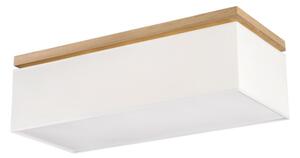 BRITOP Lighting Stropné svietidlo VERTIGA, 4xMax.25W, biele textilné tienidlo s mliečnym plastom, olejovaný dub