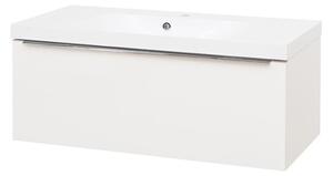 Mereo Mailo, kúpeľňová skrinka s umývadlom z liateho mramoru 101 cm, biela, dub, antracit Mailo, kúpeľňová skrinka s umývadlom z liateho mramoru 101 …
