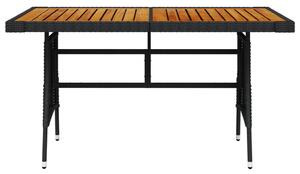 Záhradný stôl čierny 130x70x72 cm polyratan a akáciový masív