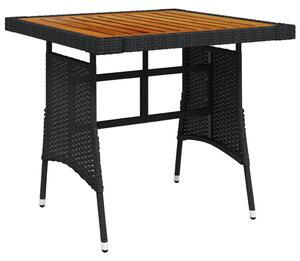 Záhradný stôl čierny 70x70x72 cm polyratan a akáciový masív