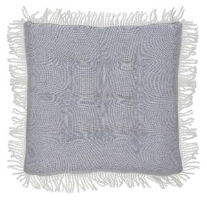 Sedací vankúš sivý polyesterový 40 x 40 cm štvorcový so strapcami prešívaná poduška na stoličku
