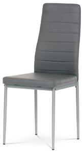 Autronic - Židle jídelní, šedá koženka, šedý kov - DCL-377 GREY