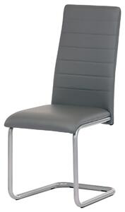Autronic - Židle jídelní, šedá koženka, kov šedá - DCL-402 GREY