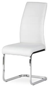 Autronic - Jedálenská stolička, poťah biela ekokoža, kovová pohupová podnož, lesklý chróm - DCL-408 WT