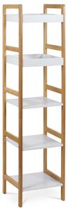 Autronic - Regál, 5 políc, masív bambus, prírodný odtieň, MDF, biely matný lak, nosnosť 15 kg - DR-013-5 AKCE