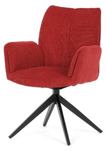 Autronic - Židle jídelní, červená látka, otočný mechanismus 180°, černý kov - HC-993 RED2