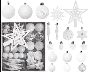 TUTUMI - Sada vianočných ozdôb - biela/strieborná - 54 kusov, SYSD1688-124