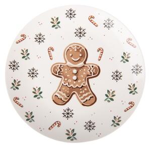 Biely porcelánový dezertný tanierik s perníčkom Gingerbread Magic - Ø 20*2 cm - Clayre & Eef