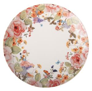 Porcelánový dezertný tanierik s kvetmi Flower & Fiesta - Ø 20*2 cm - Clayre & Eef