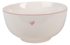 Porcelánová miska so srdiečkom Beautiful Heart - Ø 14*7 cm / 500 ml - Clayre & Eef