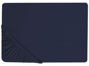 Napínacia posteľná plachta tmavomodrá bavlnená 90 x 200 cm klasické prestieradlo s elastickým okrajom spálňa