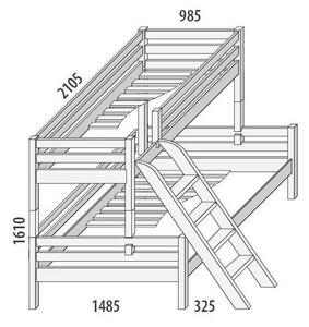 Poschodová posteľ DOMINO D859/BC nízka, masív buk