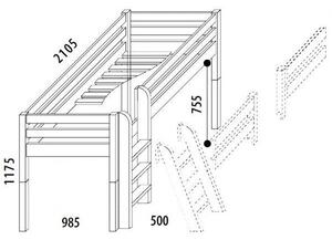Zvýšené jednolôžko DOMINO D905/BC, masív buk