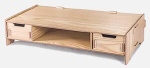 DIY drevený stojan pod monitor s dvoma zásuvkami svetlé drevo D9136