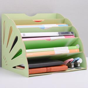 DIY kancelársky zásobník na dokumenty, organizér na dokumenty A4 5 priehradiek zelený 2402