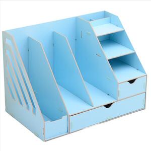 Prémiový kombinovaný DIY stojan so 8 priečinkami a 2 zásuvkami modrý
