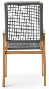 Stolička s textilným výpletom / max. nosnosť 140 kg / eukalyptové drevo/100% PP / sivá