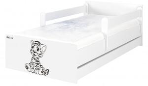 Baby Boo detská posteľ Max Biela Hnedý tigrík 180x90 cm