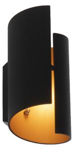 Chytrá nástenná lampa čierna so zlatým vnútorným priestorom vrátane Wifi G9 - Faldo