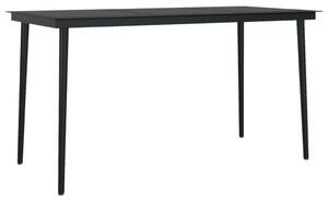 Záhradný jedálenský stôl čierny 140x70x74 cm oceľ a sklo
