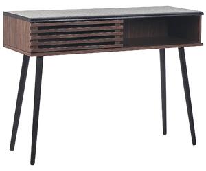 Konzolový stolík tmavé drevo čierna 80 x 40 x 110 cm polica posuvné dvierka úložný priestor rustikálny štýl obývačka spálňa