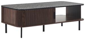 Konferenčný stolík tmavé drevo čierna 41 x 60 x 120 cm posuvné dvierka rustikálny dizajn