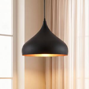 Lindby Závesná lampa Ritana, čierno-zlatá, kov, Ø 31 cm, E27, Čierna, Obývacia izba / jedáleň, Hliník, Moderný, Závesné svietidlo