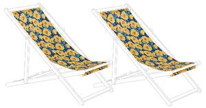 Sada 2 náhradných poťahov na záhradné ležadlo polyester 113 x 44 cm so vzorom kvetov