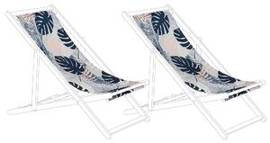 Sada 2 náhradných poťahov na záhradné ležadlo polyester 113 x 44 cm so vzorom listov